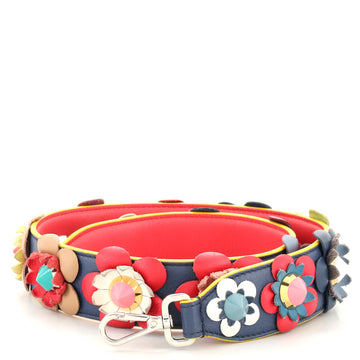 Fendi Flowerland Strap You Shoulder Strap Studded Leather