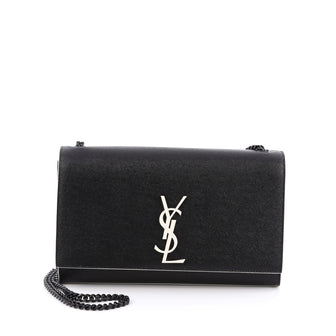 Saint Laurent Classic Monogram Crossbody Bag Grainy Leather Medium Black 1850701