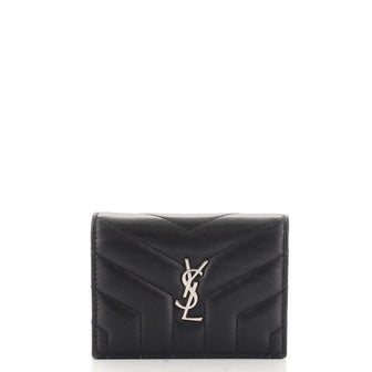 Saint Laurent Loulou Flap Card Case Matelasse Chevron Leather