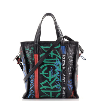 Balenciaga Bazar Graffiti Convertible Tote Leather Small