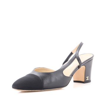 Chanel Women’s Cap Toe Slingback Pumps Leather
