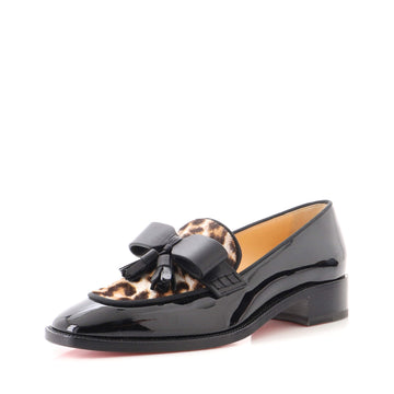 Christian Louboutin Women's Carmela Bow Loafers Patent with Pony Hair
