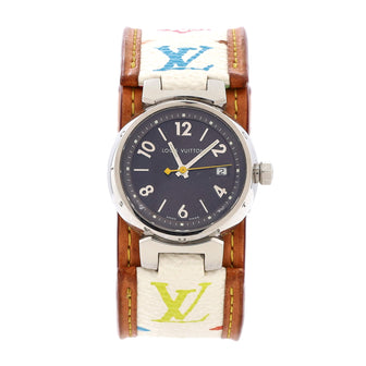 Louis Vuitton Tambour Quartz Watch Stainless Steel and Monogram Multicolor 28