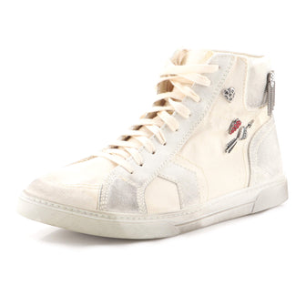 Saint Laurent Men's Joe Pins Mid-Top Sneakers Canvas and Suede