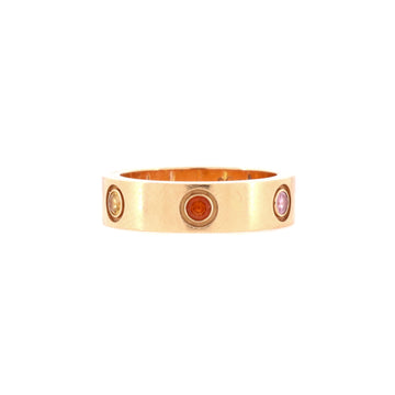 Cartier Love Band 6 Stone Ring 18K Rose Gold with Sapphires, Garnets and Amethyst
