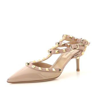 Valentino Garavani Women's Rockstud Caged Ankle Strap Pumps Patent 65