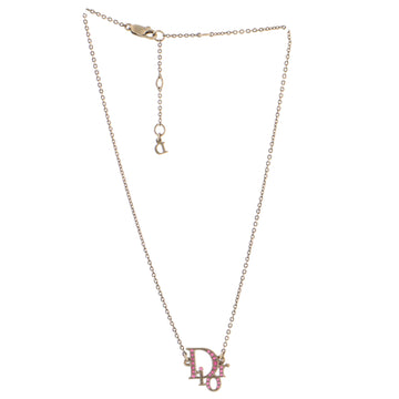 Christian Dior Logo Pendant Necklace Metal with Crystal