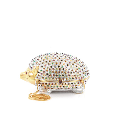 Judith Leiber Hedgehog Minaudiere Crystal Silver