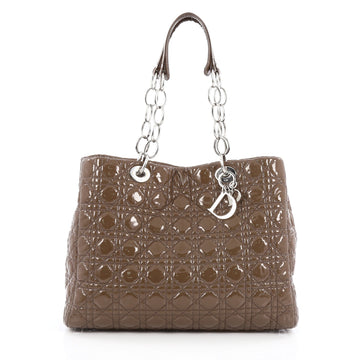 Christian Dior Soft Chain Tote Cannage Quilt Patent Large Brown
