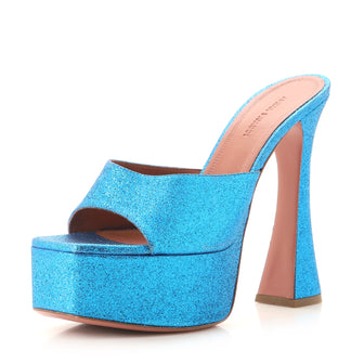 Amina Muaddi Women's Dalida Platform Sandals Glitter Leather