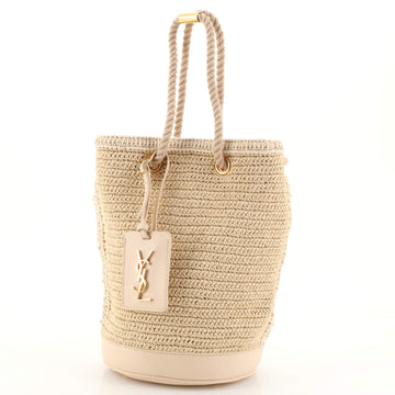 Saint Laurent Seau Bucket Bag Woven Raffia Small