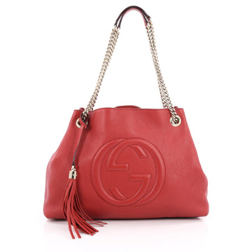 Gucci Soho Shoulder Bag Chain Strap Leather Medium Red