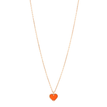Van Cleef & Arpels Sweet Alhambra Heart Pendant Necklace 18K Rose Gold and Carnelian