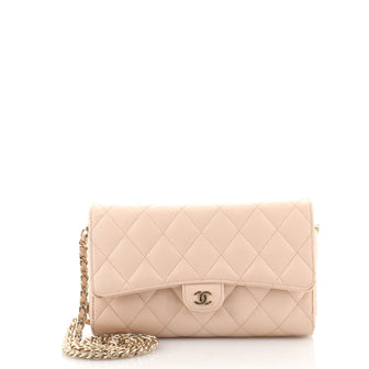 Chanel Phone Holder Zip Around Wallet on Chain Quilted Caviar