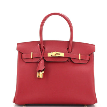 Hermes Birkin Handbag Red Epsom with Gold Hardware 30