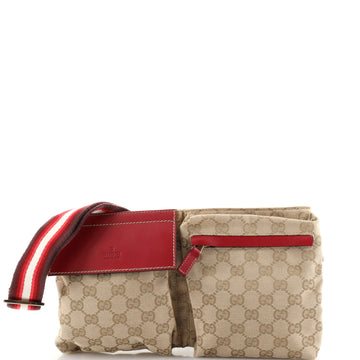 Gucci Vintage Double Belt Bag GG Canvas