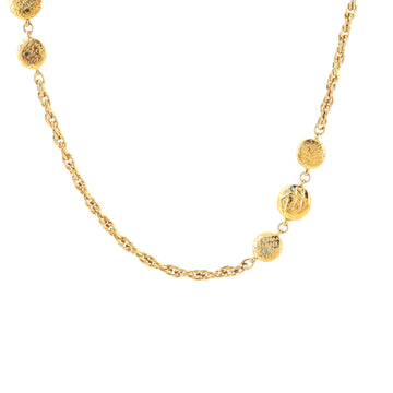 Chanel Vintage Logo Oval Station Long Necklace Metal