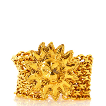 Chanel Vintage Sunburst Lion Head Bracelet Metal