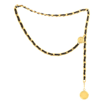 Chanel Vintage Medallion Chain Belt Metal and Leather