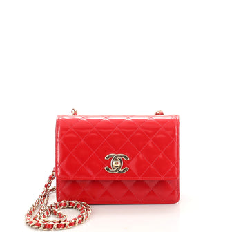 Chanel Vintage CC Chain Flap Bag Quilted Patent Mini