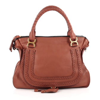 Chloe Marcie Braided Satchel Leather Medium Red 1853401