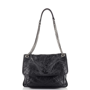 Saint Laurent Niki Chain Flap Bag Matelasse Chevron Leather Medium