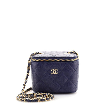 Chanel Classic Vanity Case with Chain Quilted Caviar Mini