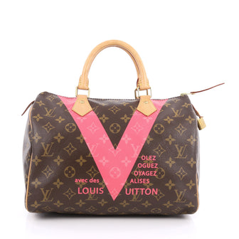 Louis Vuitton Speedy Handbag Limited Edition V Monogram Canvas 30 Brown
