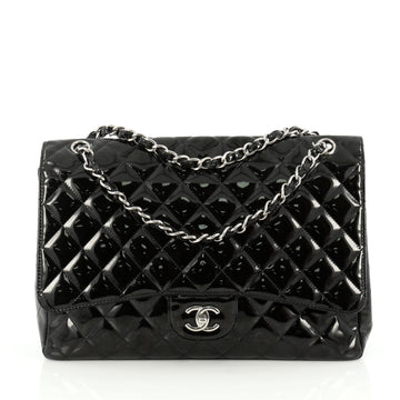 Chanel Classic Double Flap Bag Quilted Patent Maxi Black 1854409