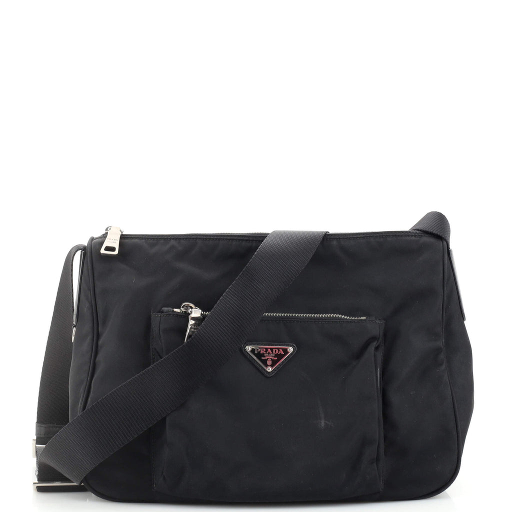 プラダ メッセンジャーバッグ Prada Front Pocket Messenger Bag Tessuto Black 1854541