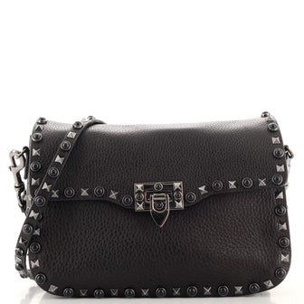 Valentino Garavani Rolling Rockstud Crossbody Bag Leather with Cabochons Medium