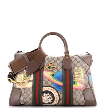 Gucci Courrier Carry On Convertible Duffle GG Coated Canvas with Applique Small
