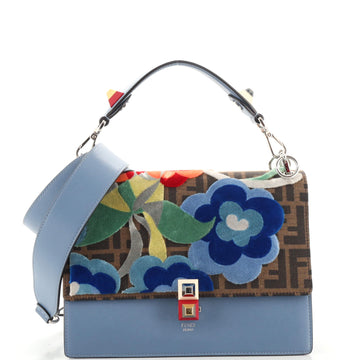 Fendi Kan I Bag Velvet Embroidered Zucca Canvas and Leather Medium