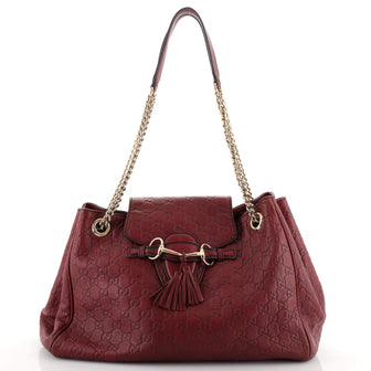 Gucci Emily Flap Shoulder Bag Guccissima Leather Large