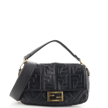 Fendi Baguette NM Bag Zucca Embossed Leather Medium