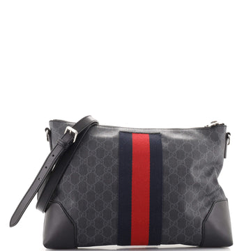 Gucci Web Zip Flat Messenger GG Coated Canvas Medium