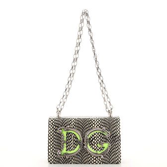 Dolce & Gabbana DG Girls Flap Bag Embellished Printed Elaphe Small