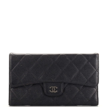 Chanel L-Flap Wallet Quilted Caviar Long
