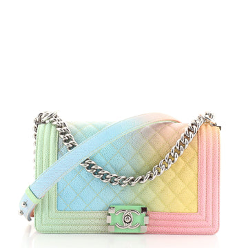 Chanel Rainbow Boy Flap Bag Quilted Painted Caviar Old Medium
