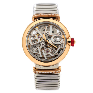 Bvlgari LVCEA Skeleton Automatic Watch Stainless Steel with Rose Gold 33