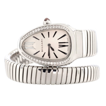 Bvlgari Serpenti Tubogas Single Spiral Quartz Watch Stainless Steel with Diamond Bezel 23