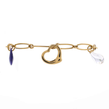 Tiffany & Co. Elsa Peretti Five Charms Bracelet 18K Yellow Gold with Lapis Lazuli, Red Jasper, Nephrite Jade and Crystal Quartz