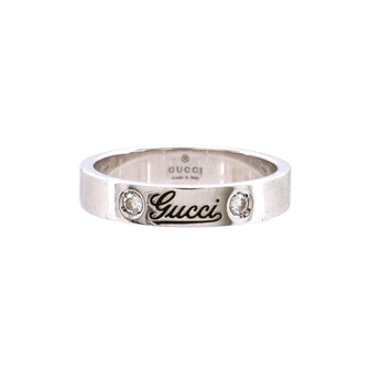Gucci Logo Ring 18K White Gold with Diamonds