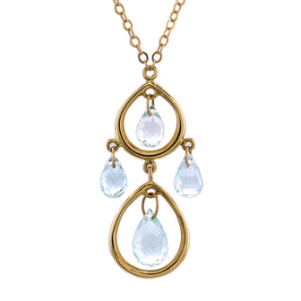 Tiffany & Co. Teardrop Pendant Necklace 18K Yellow Gold and Aquamarine