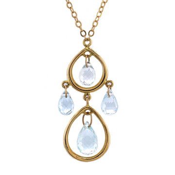 Tiffany & Co. Teardrop Pendant Necklace 18K Yellow Gold and Aquamarine