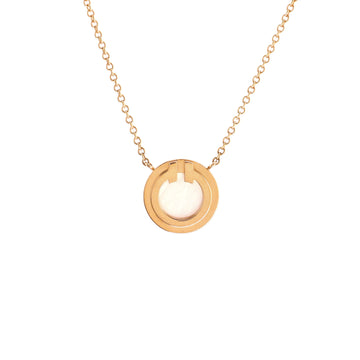 Tiffany & Co. Circle Pendant Necklace 18K Rose Gold with Diamonds and Mother Of Pearl