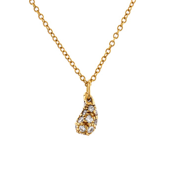 Tiffany & Co. Elsa Peretti Teardrop Pendant Necklace 18K Yellow Gold with Diamonds Small