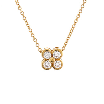 Tiffany & Co. Flower Pendant Necklace 18K Yellow Gold with Diamonds