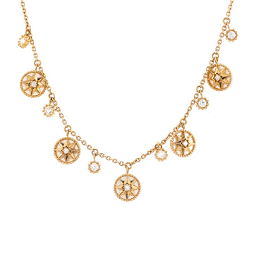 Christian Dior Rose des Vents 5 Medallion Necklace 18K Yellow Gold with Mother of Pearl and Diamonds
