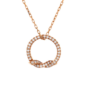 Cartier Entrelaces Circle Pendant Necklace 18K Rose Gold with Diamonds